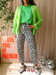 Co'Couture Lola linnenmix frill top green flash