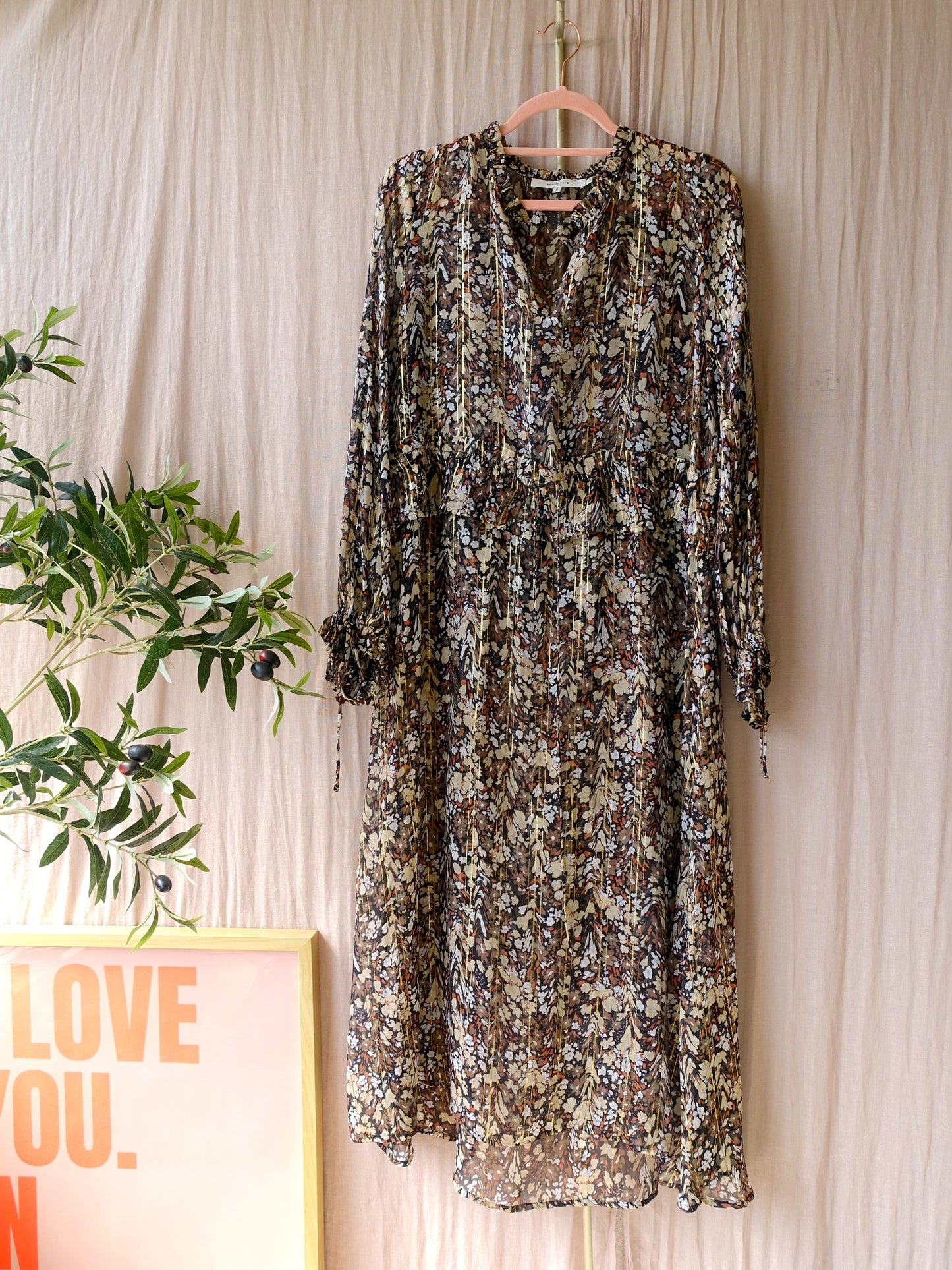 Munthe floral lurex jurk + onderjurkje
