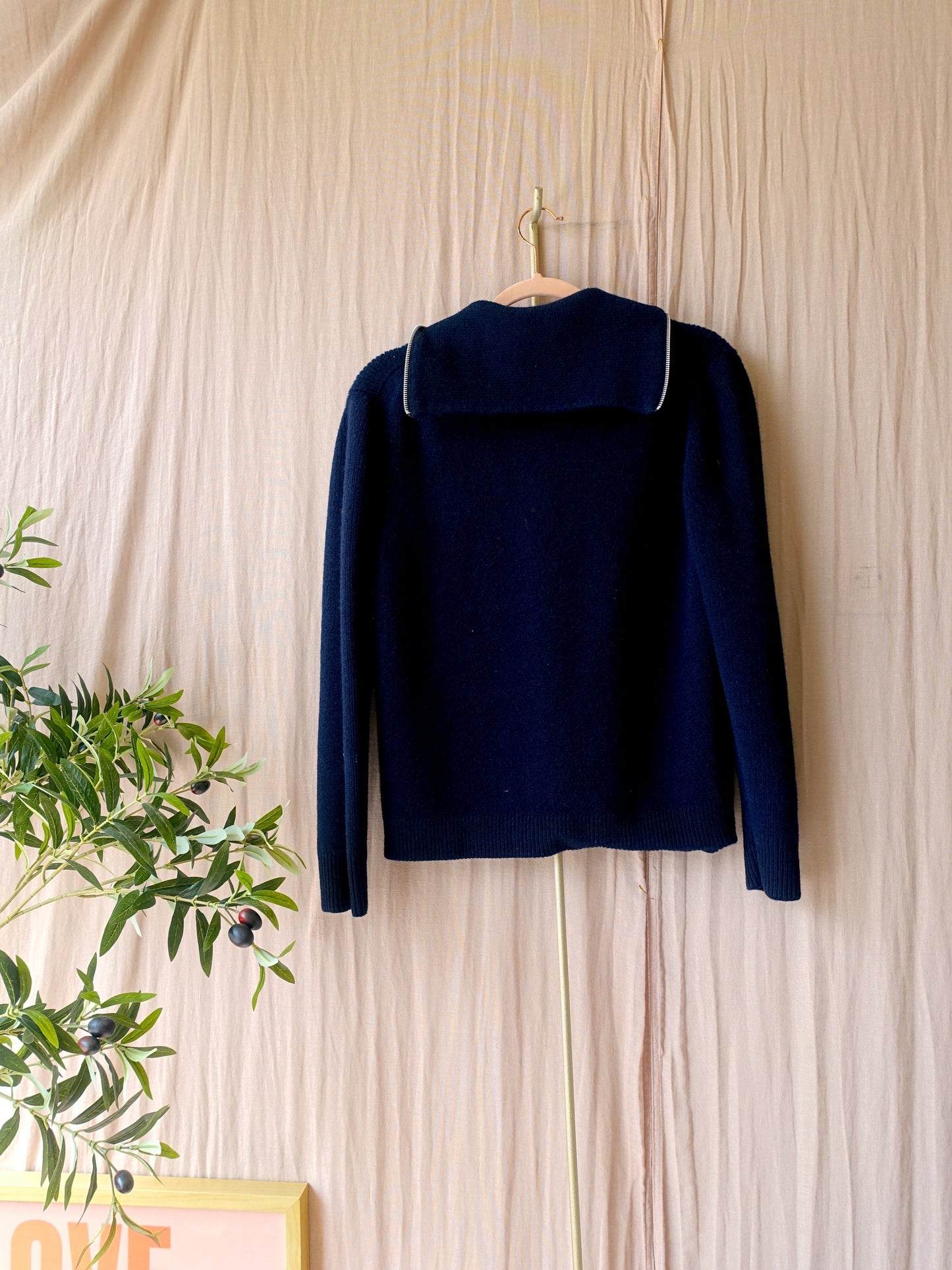 Rohé heavyweight classic zip knit navy