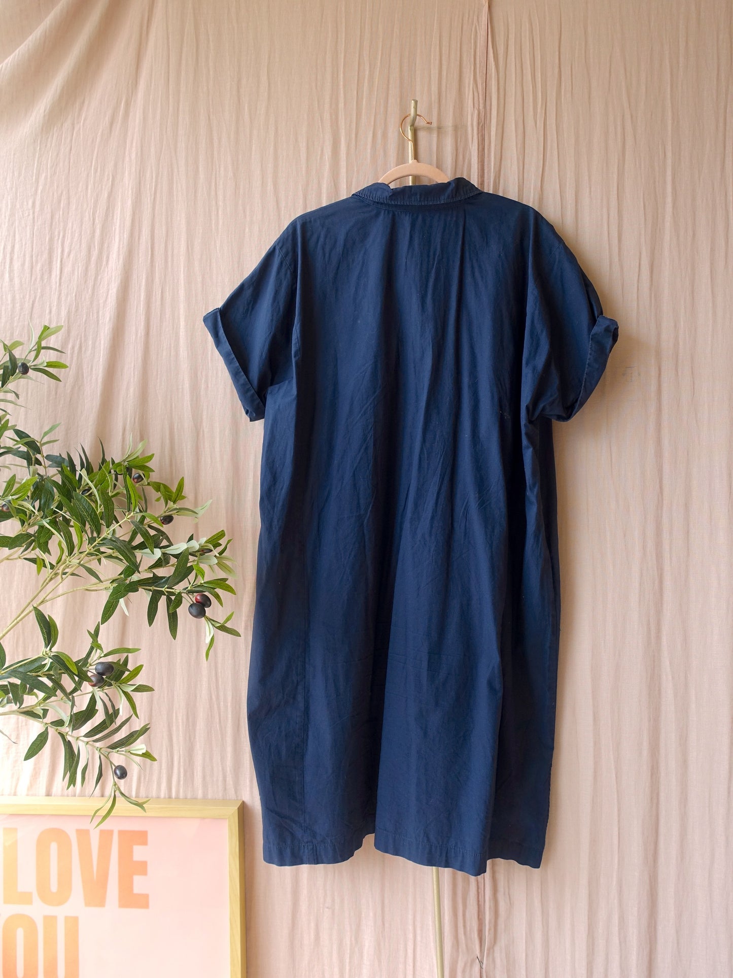 OPUS wajoni midi cotton jurk navy