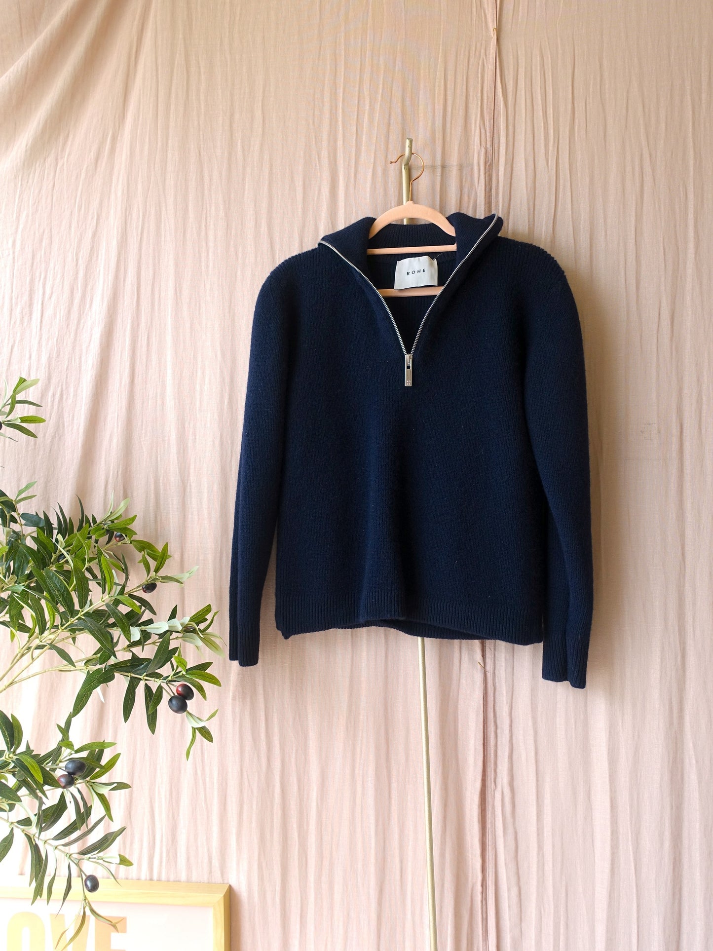 Rohé heavyweight classic zip knit navy