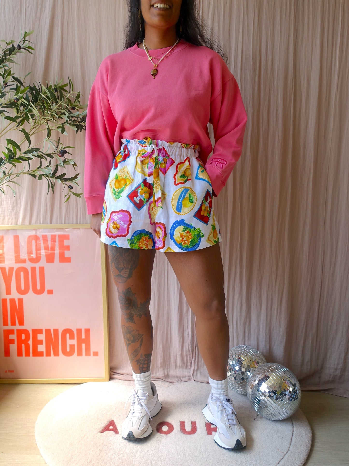 Roseanna boxy fit cotton sweater hot pink