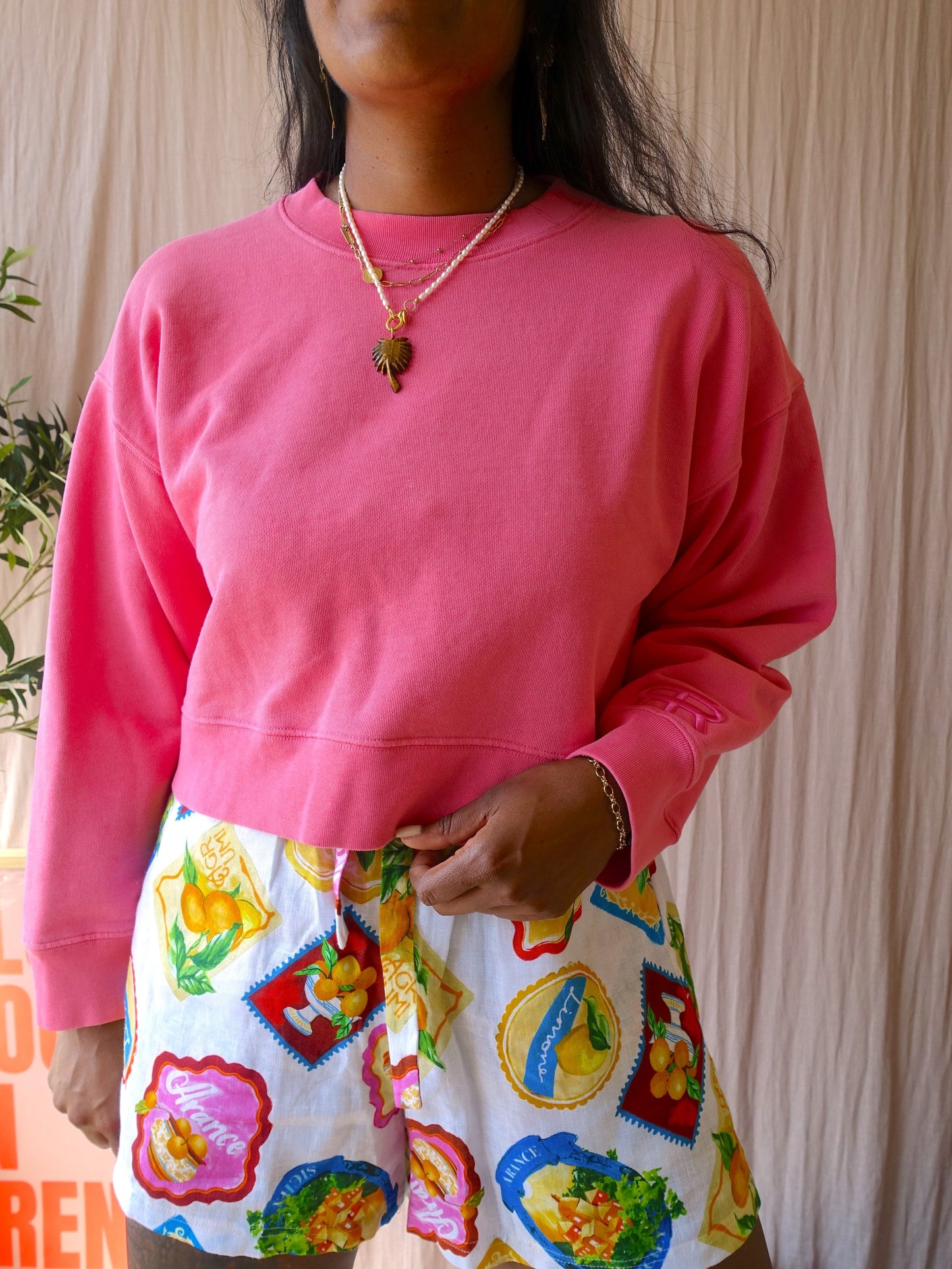 Roseanna boxy fit cotton sweater hot pink