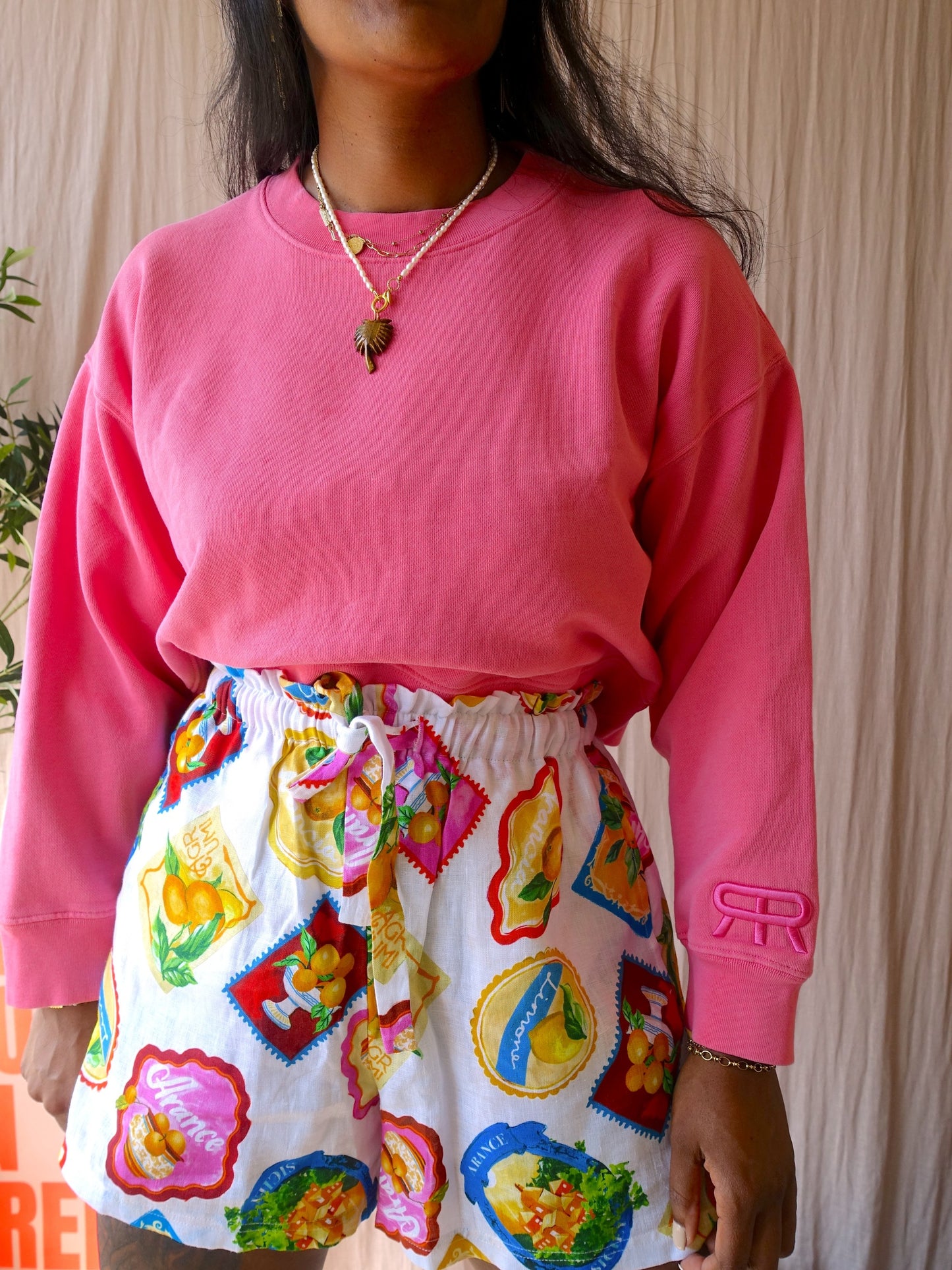 Roseanna boxy fit cotton sweater hot pink