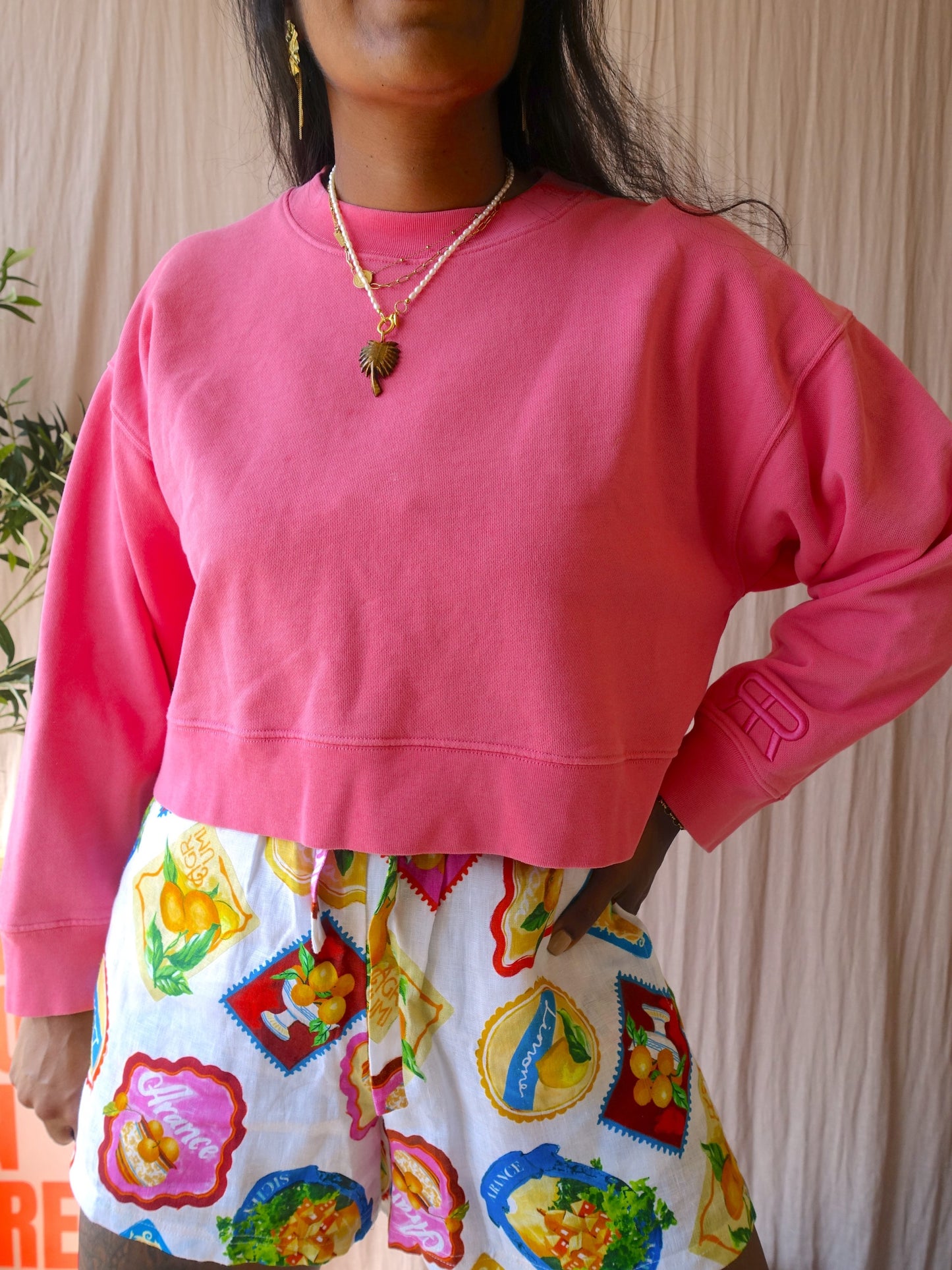Roseanna boxy fit cotton sweater hot pink