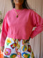 Roseanna boxy fit cotton sweater hot pink
