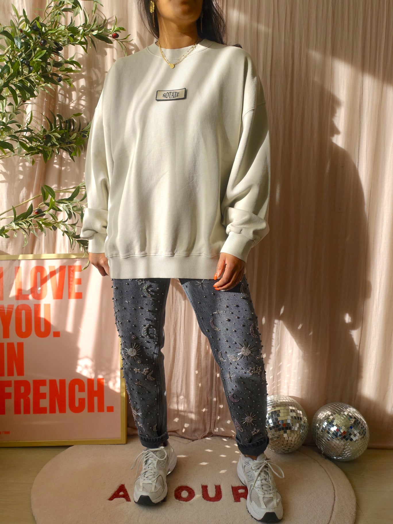 ROTATE Birger Christensen oyster grey enzyme sweater backprint