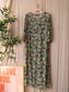 SET abstract print sheer maxi jurk