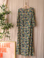 SET abstract print sheer maxi jurk