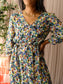 SET abstract print sheer maxi jurk
