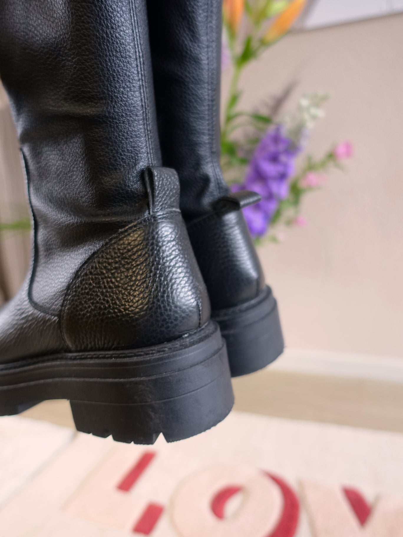 Sacha Premium leather overknee boots jet black