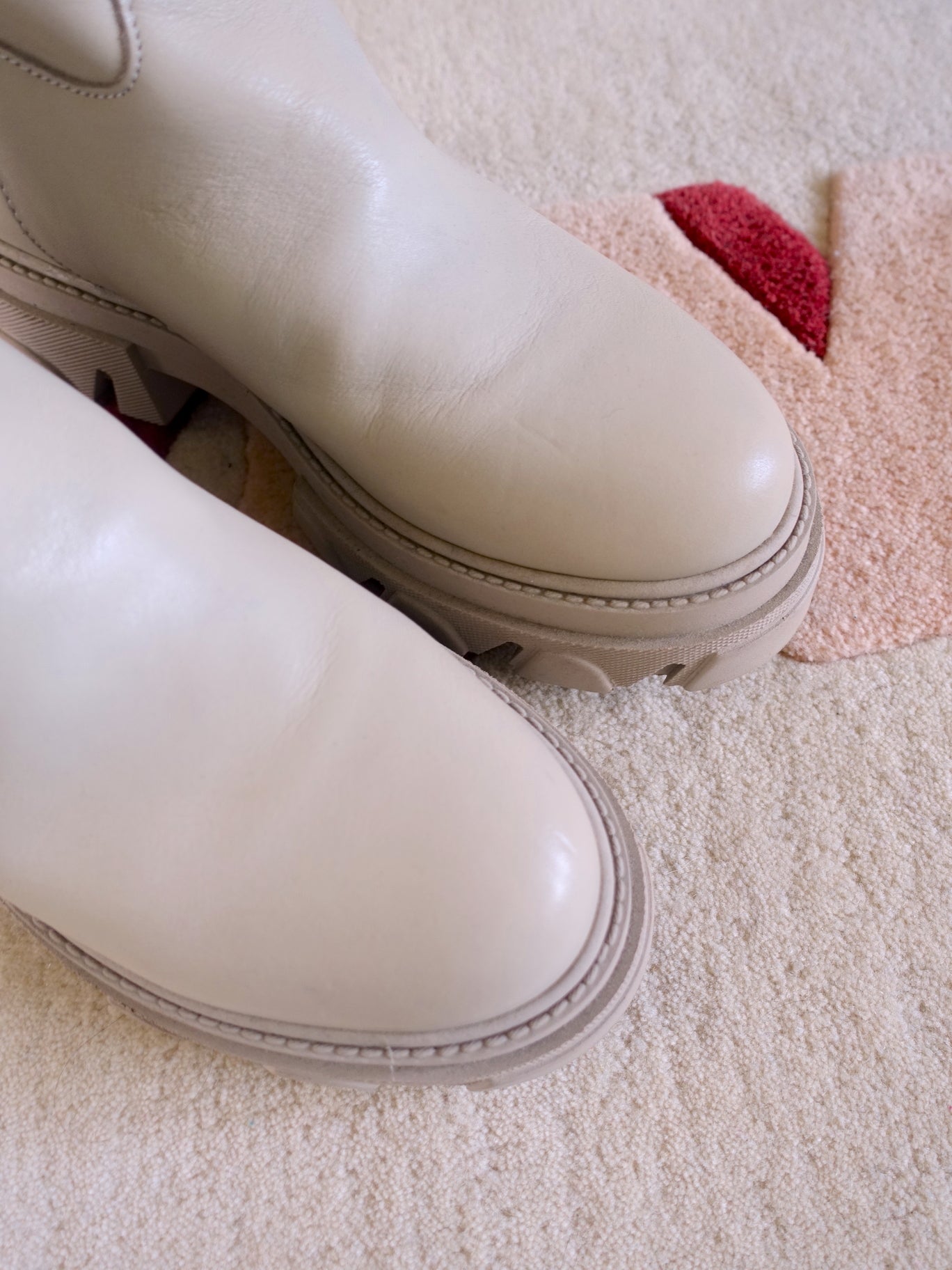 Sacha high leather chunky boots offwhite