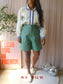 Vintage Paninari high waist bermuda jorts basil green