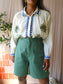 Vintage Paninari high waist bermuda jorts basil green