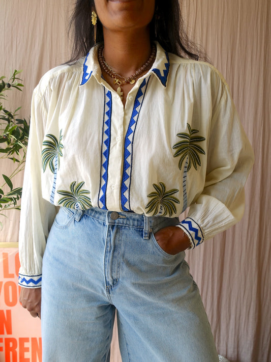 Sacrécoeur embroidered ali jungle blouse ecru