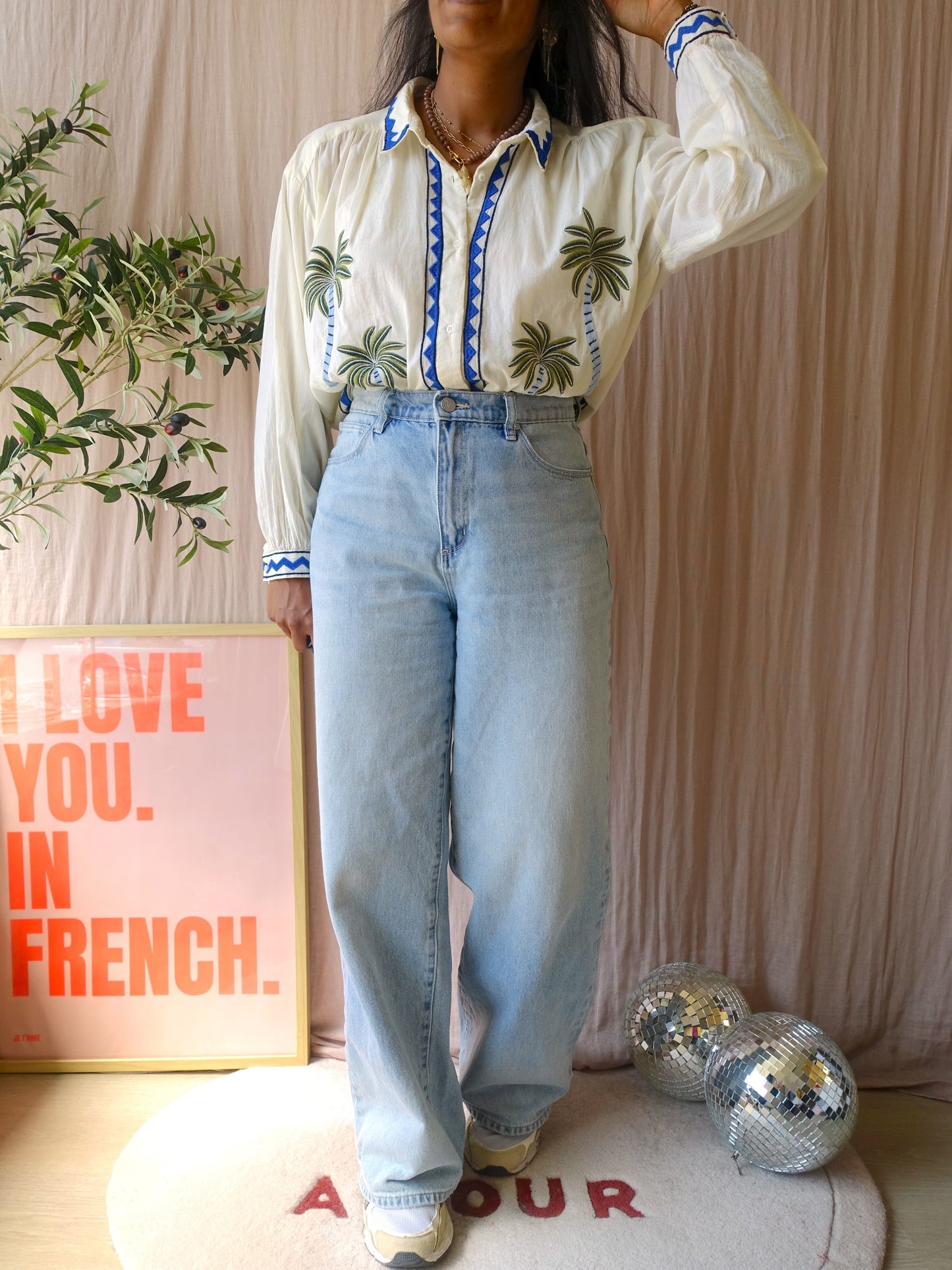 Sacrécoeur embroidered ali jungle blouse ecru