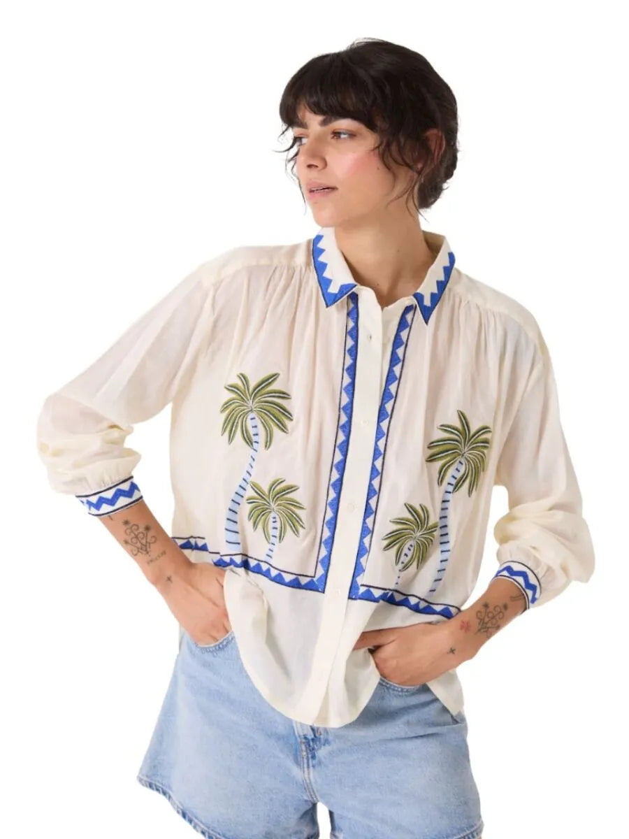 Sacrécoeur embroidered ali jungle blouse ecru