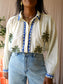 Sacrécoeur embroidered ali jungle blouse ecru