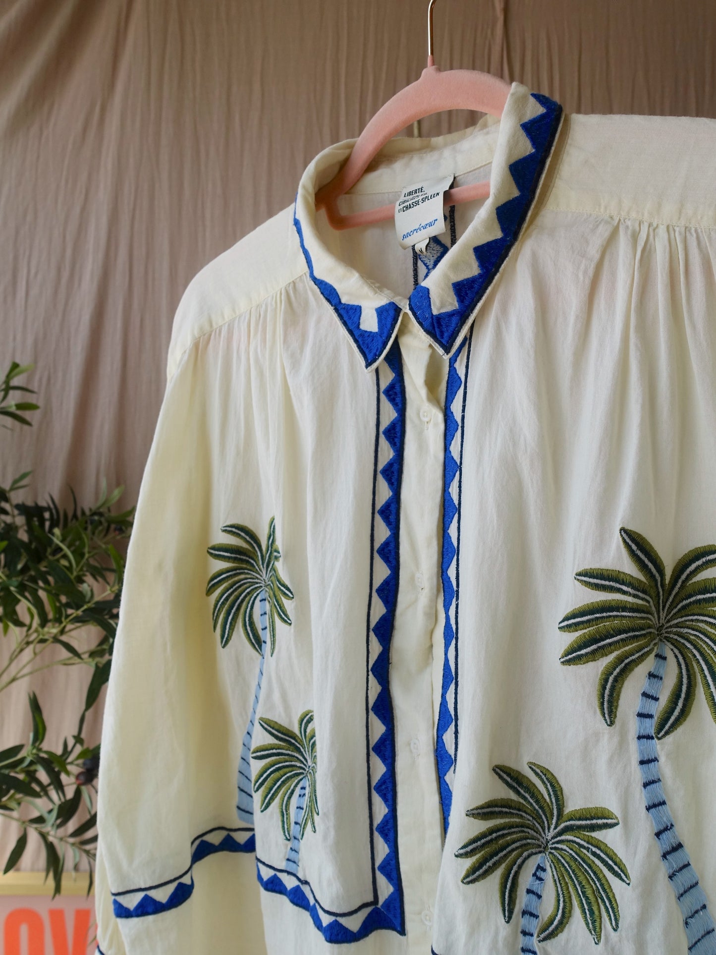 Sacrécoeur embroidered ali jungle blouse ecru