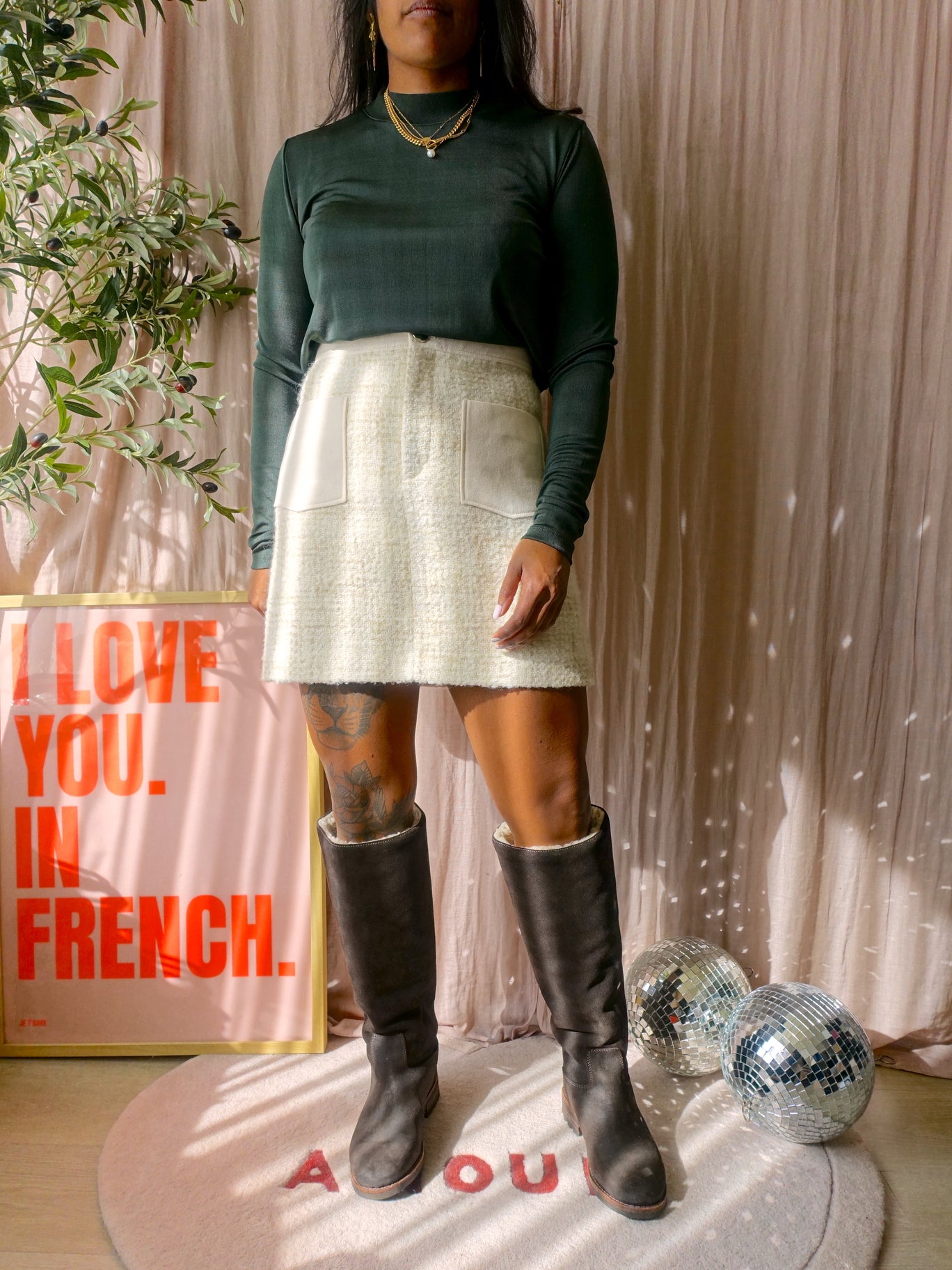 Samsøe Samsøe long sleeve mesh top dark forest green