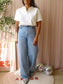 Closed uniseks embroidered cotton poloshirt ecru