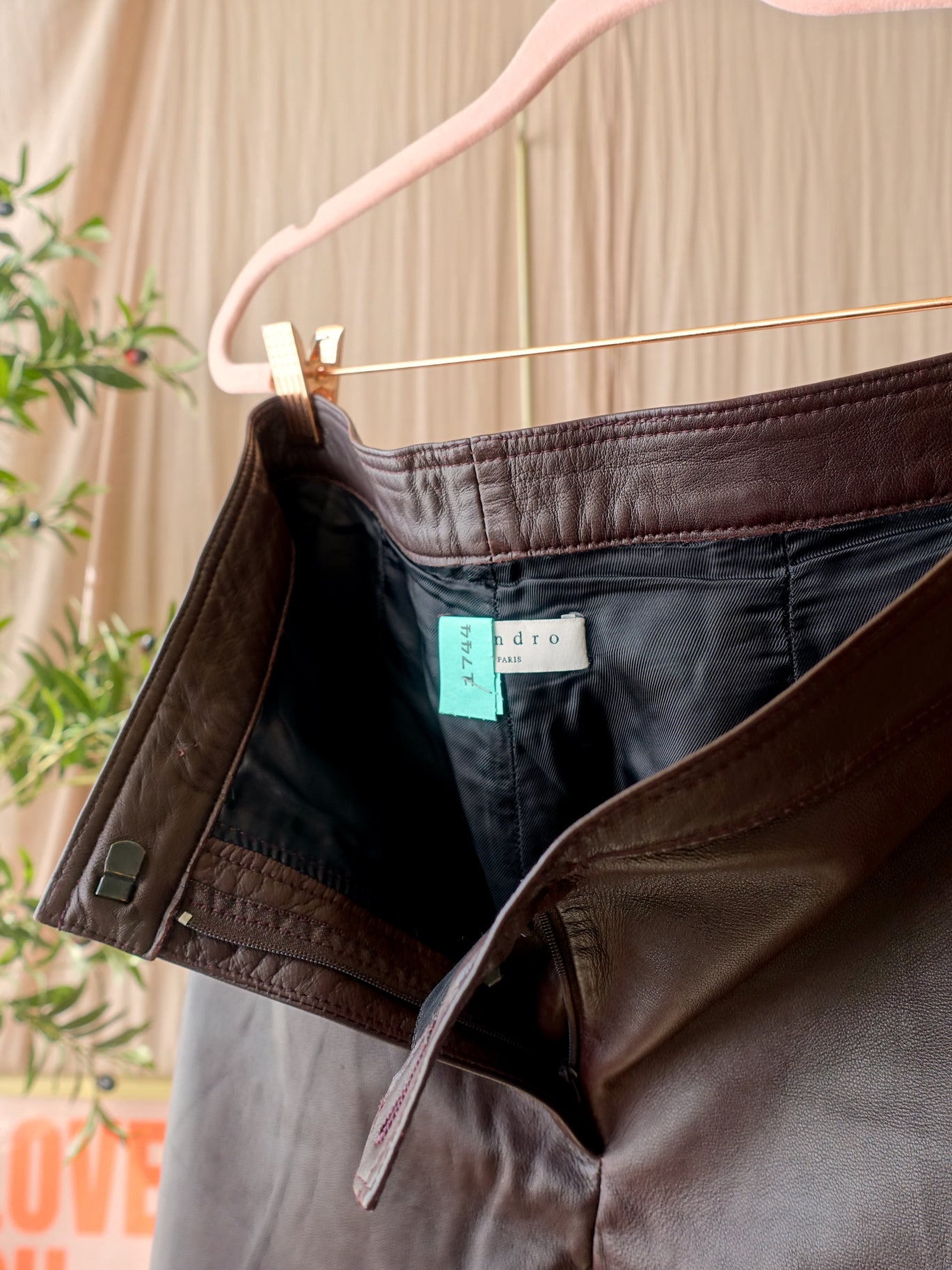 Sandro lamb leather cropped pants dark chocolate