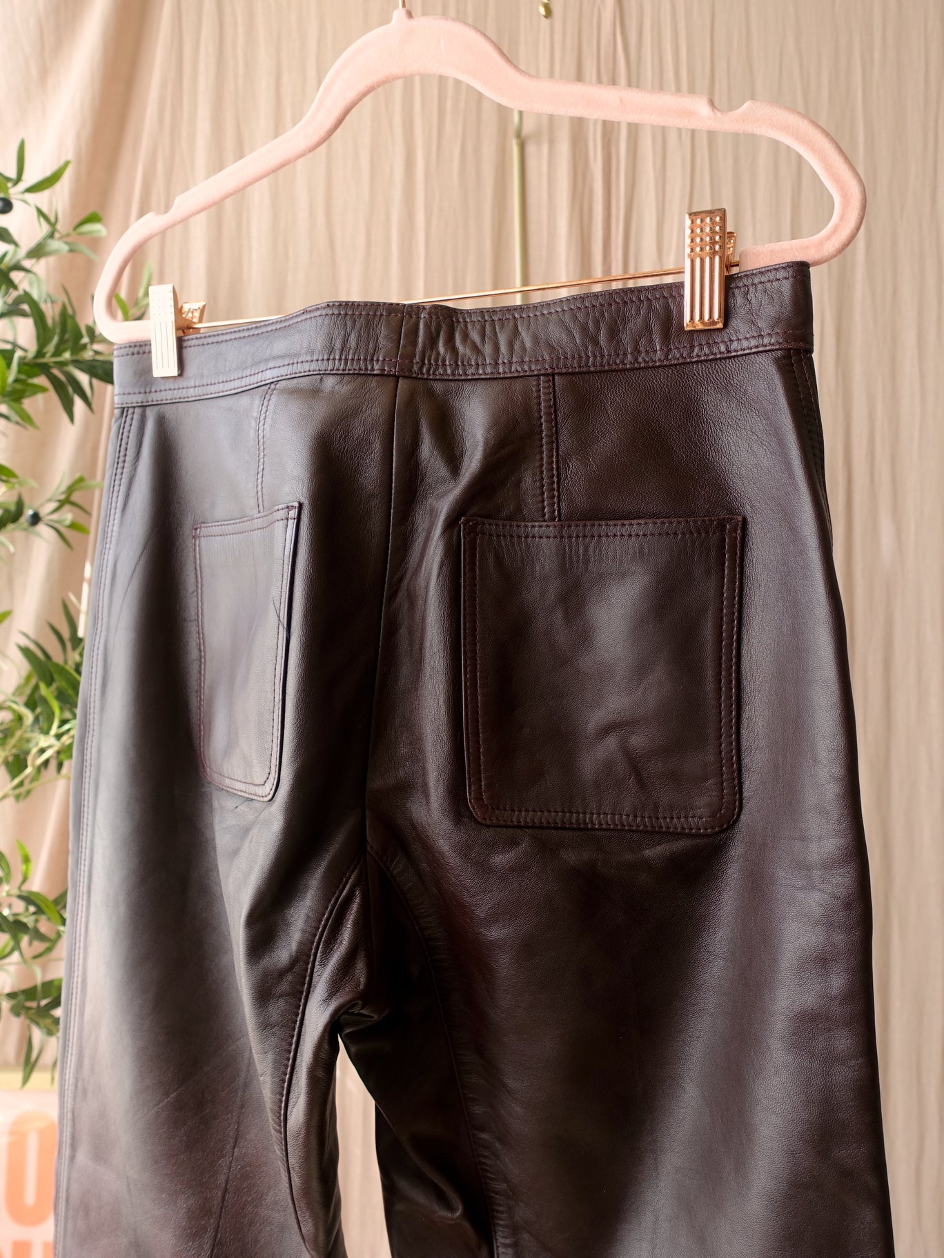Sandro lamb leather cropped pants dark chocolate