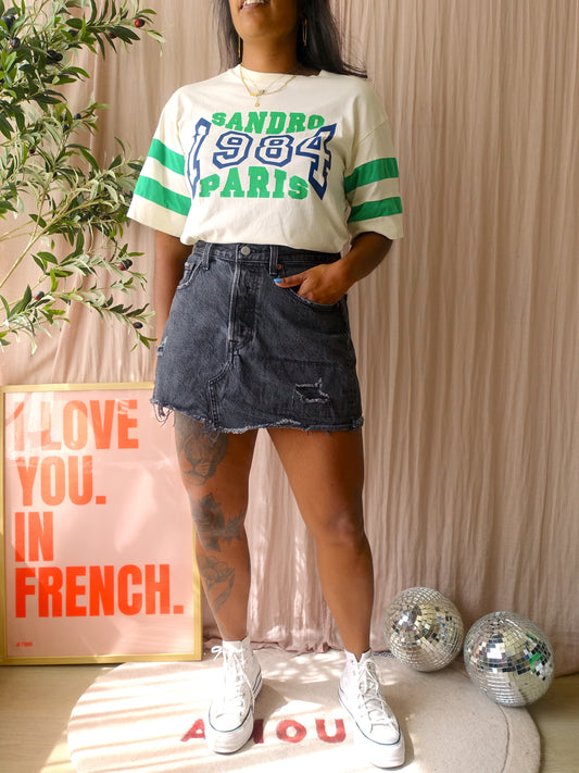 Sandro varsity logo print tee ecru