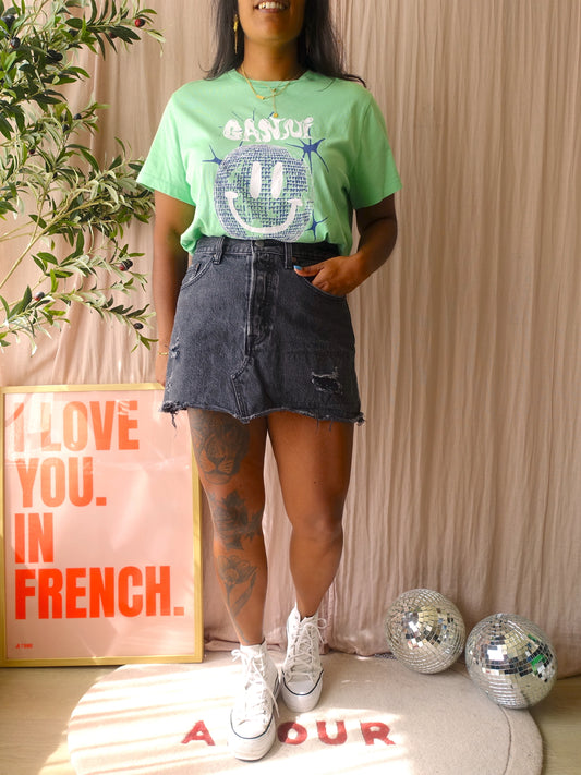 Levi's deconstructed denim skirt antraciet