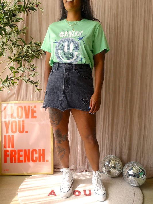 Levi's deconstructed denim skirt antraciet
