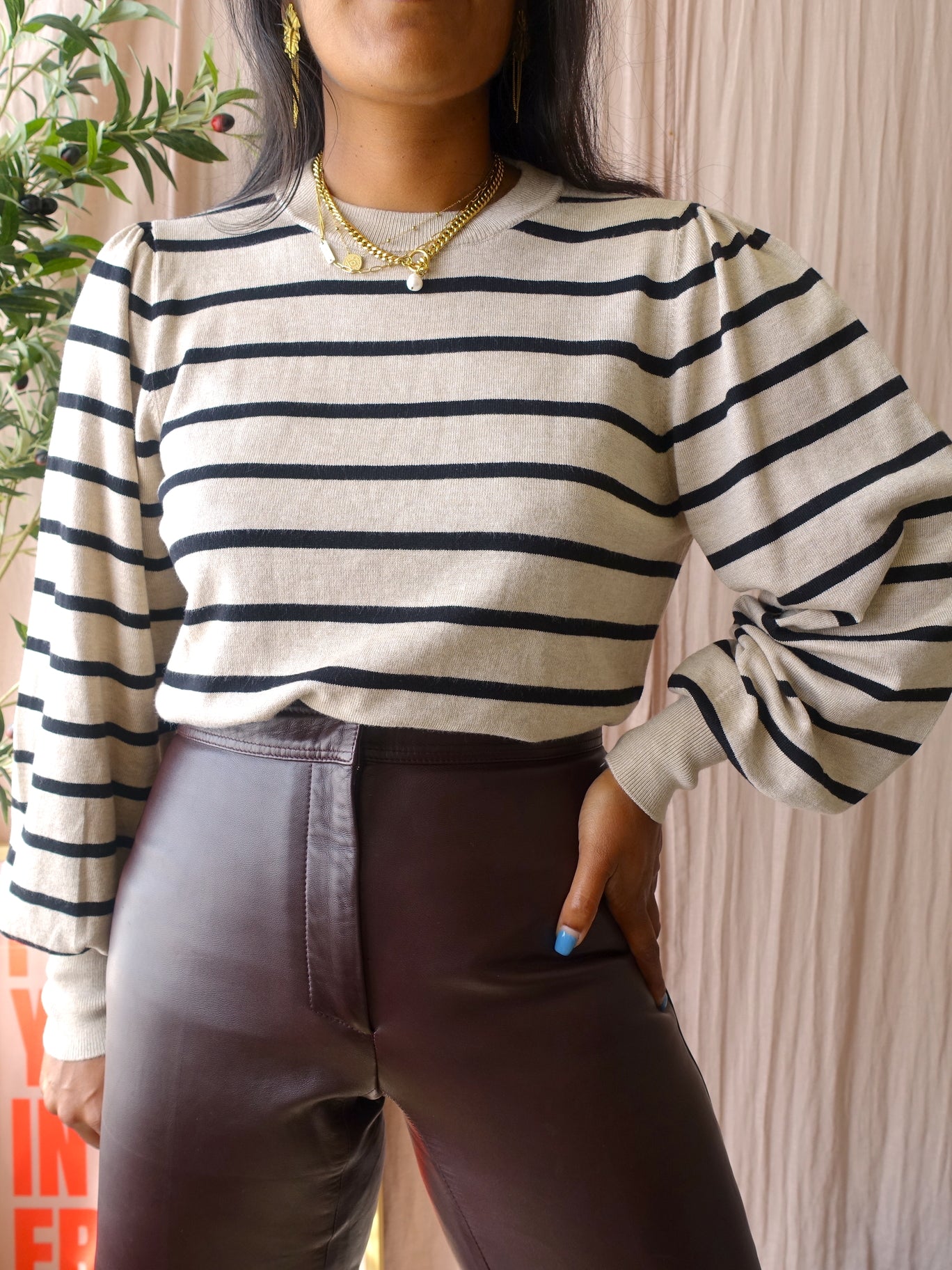 Sandro lamb leather cropped pants dark chocolate