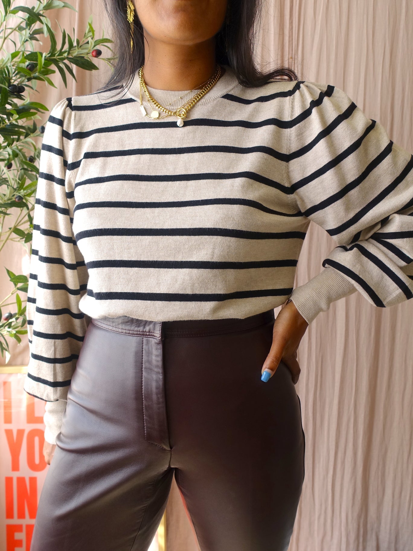 Sandro lamb leather cropped pants dark chocolate