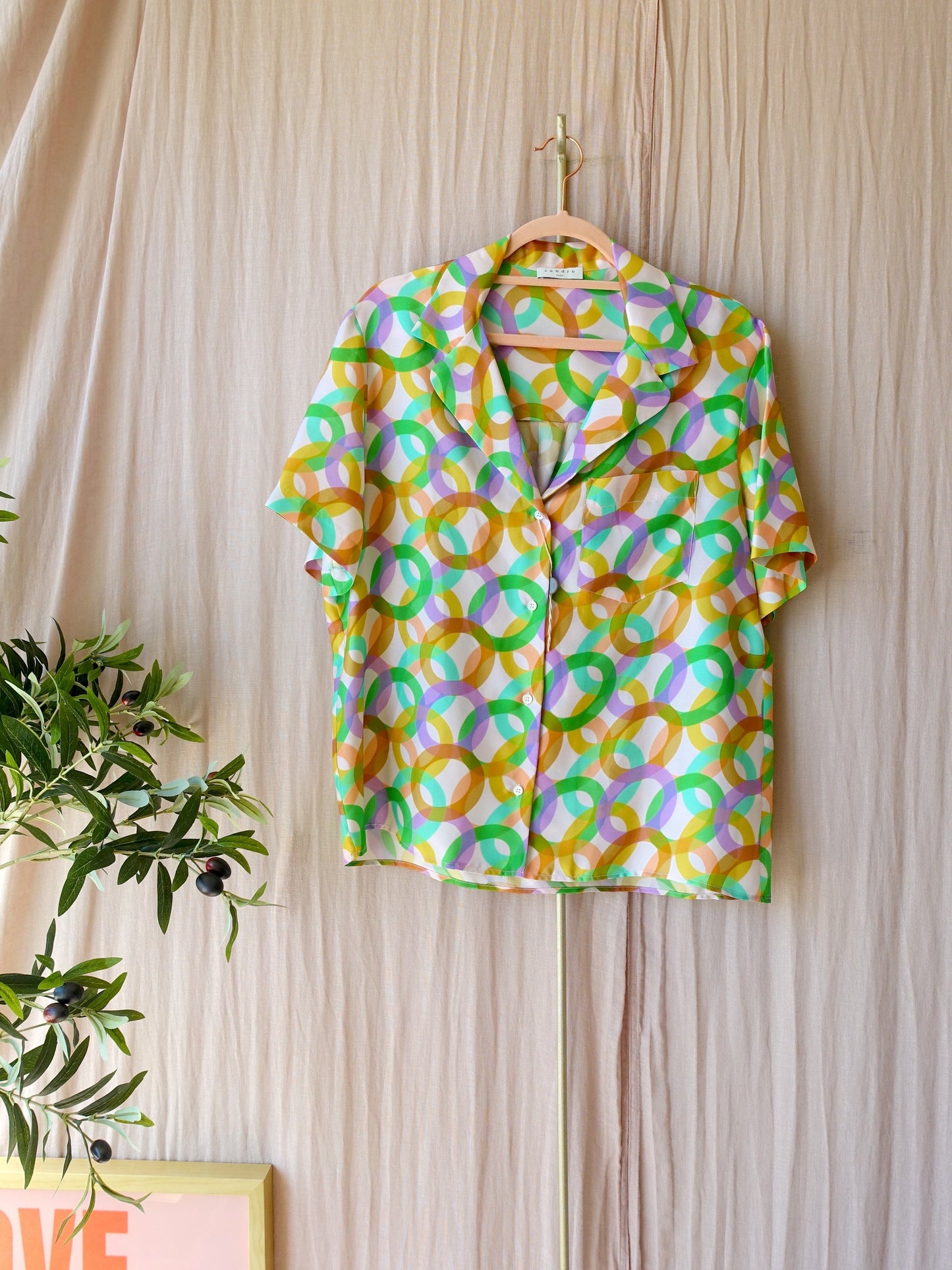 Sandro 100% silk shirt pastel print