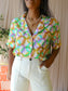 Sandro 100% silk shirt pastel print