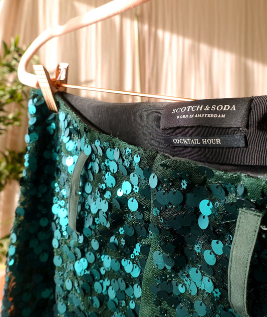 Scotch & Soda sequin midi rok deep teal