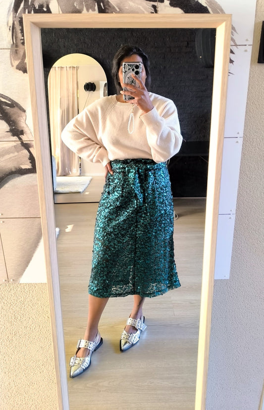 Scotch & Soda sequin midi rok deep teal