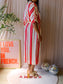 Scotch & Soda satin striped jurk ecru / scarlet
