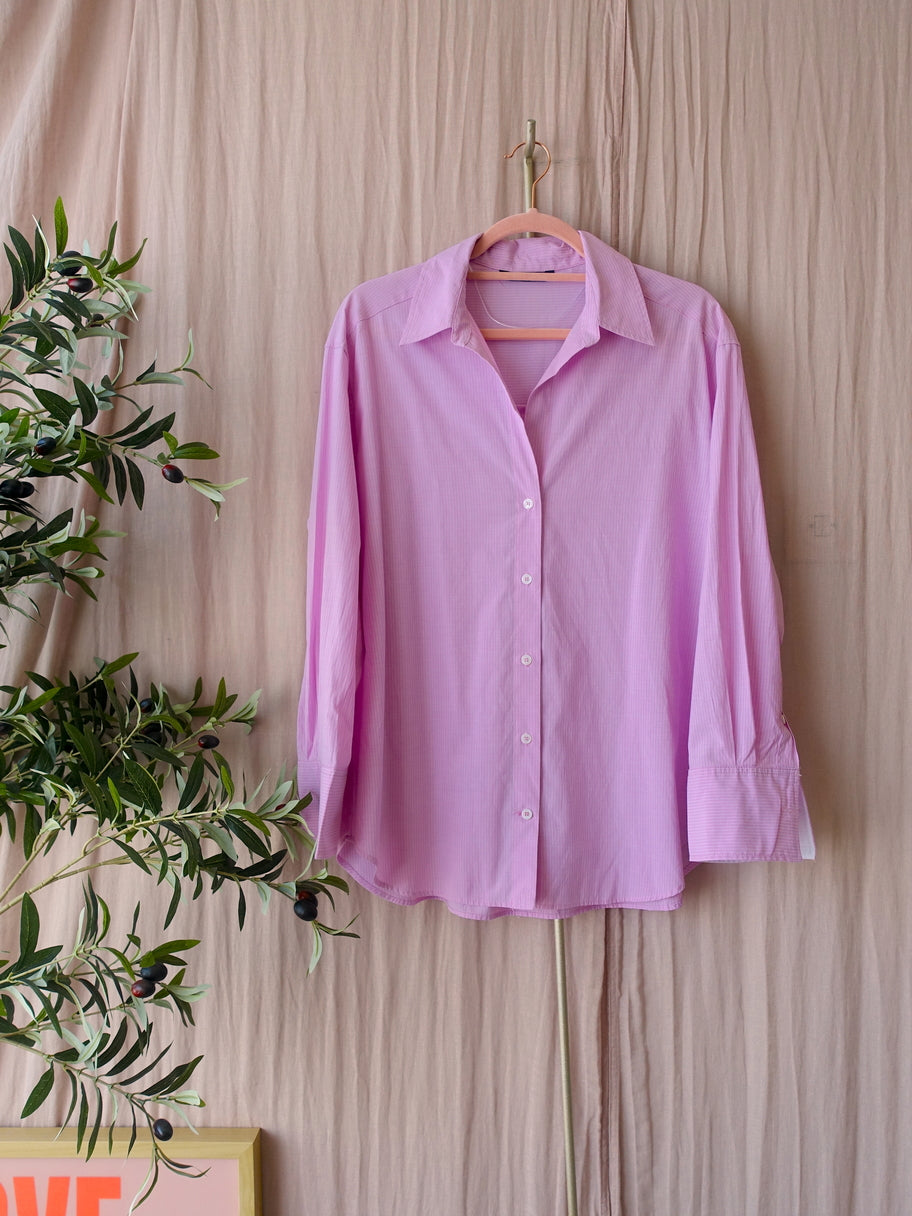 Zara poplin cotton pinstripe shirt cherry blossom