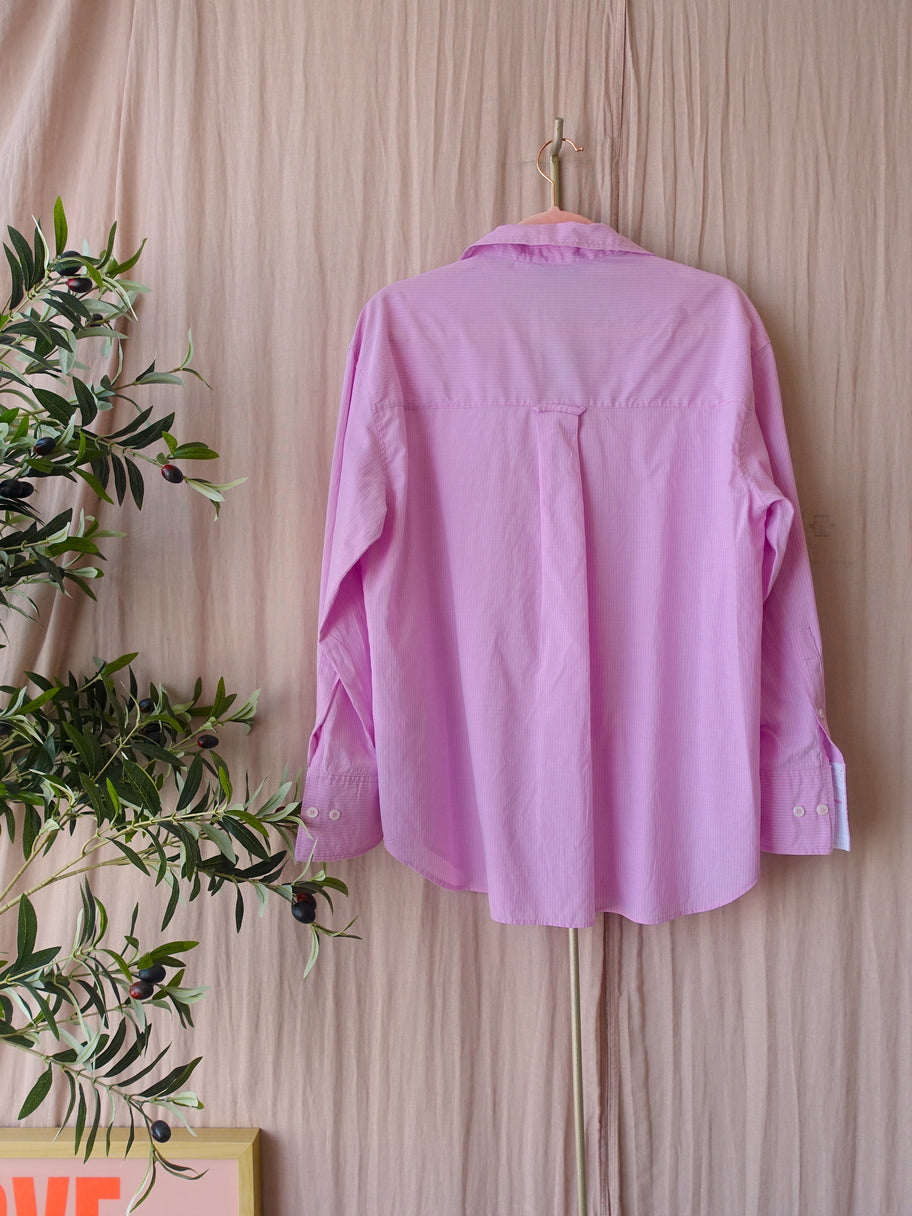 Zara poplin cotton pinstripe shirt cherry blossom