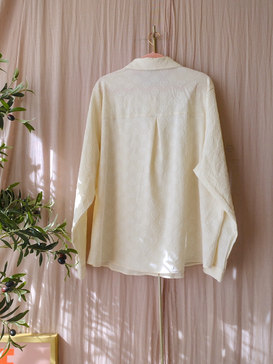 Norah embossed love print shirt ecru