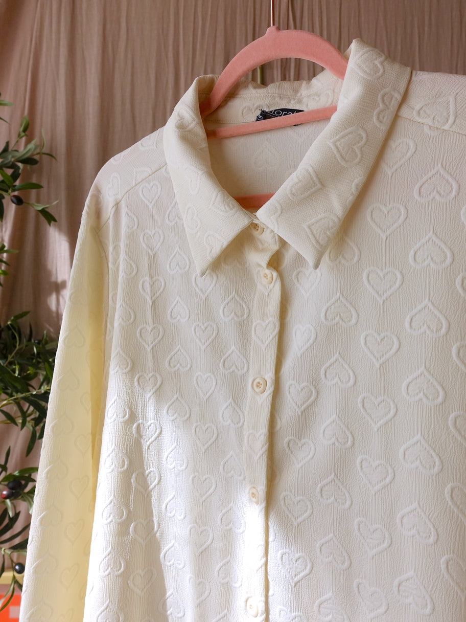 Norah embossed love print shirt ecru