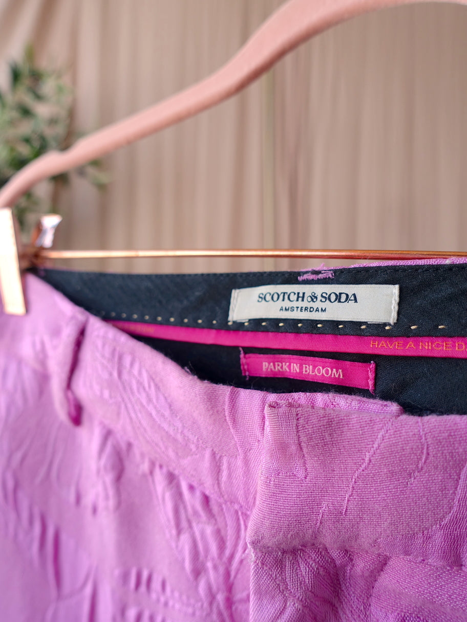 Scotch & Soda jacquard mid waist pantalon bubblegum pink