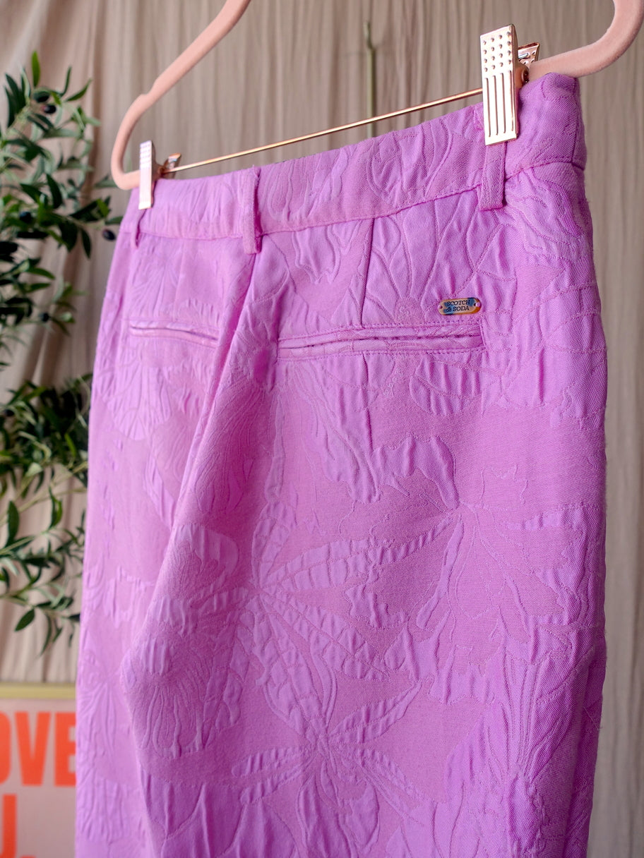 Scotch & Soda jacquard mid waist pantalon bubblegum pink