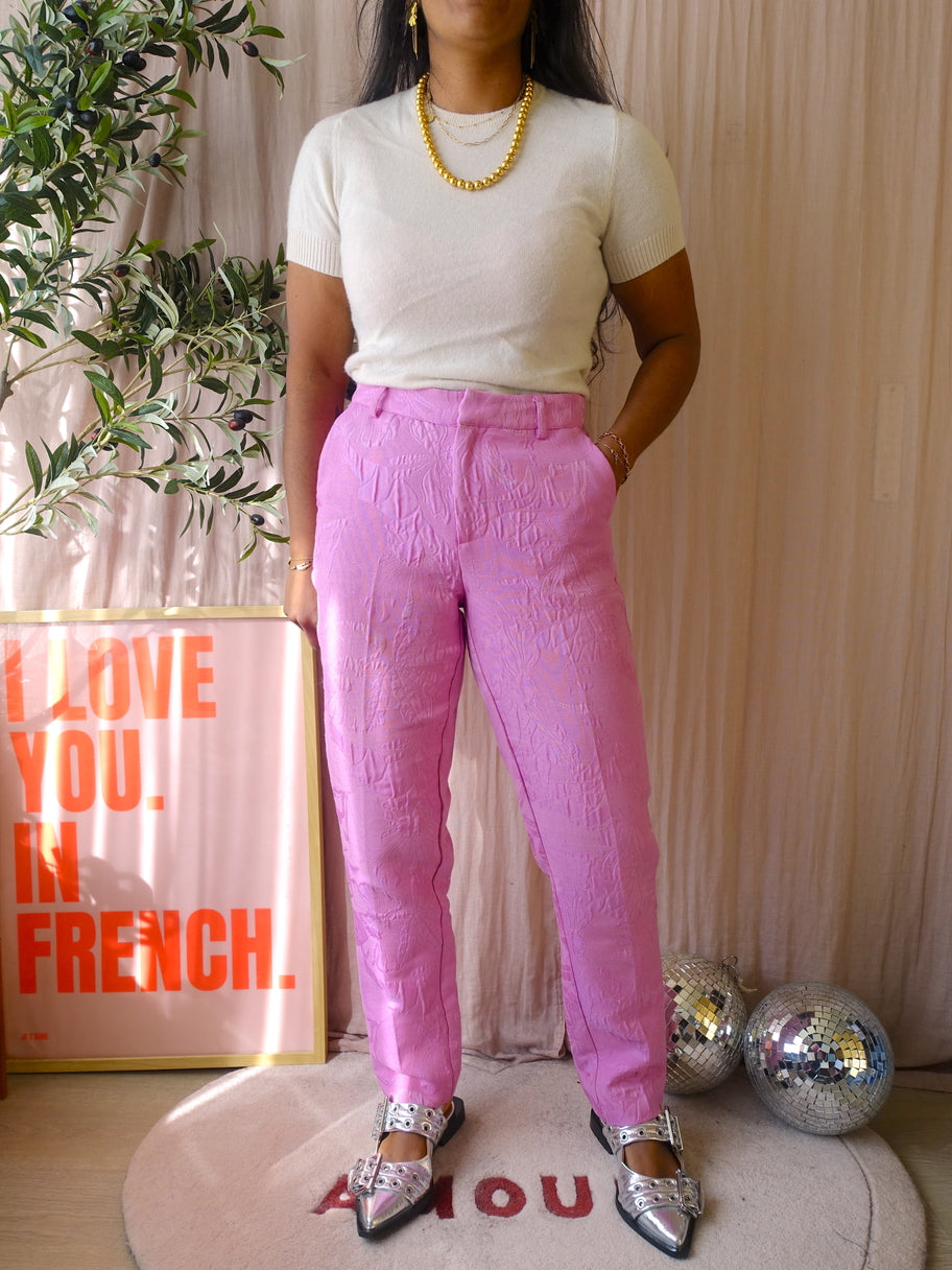 Scotch & Soda jacquard mid waist pantalon bubblegum pink