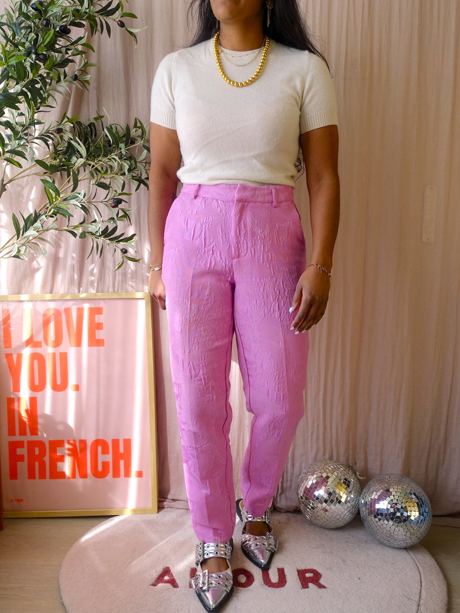 Scotch & Soda jacquard mid waist pantalon bubblegum pink