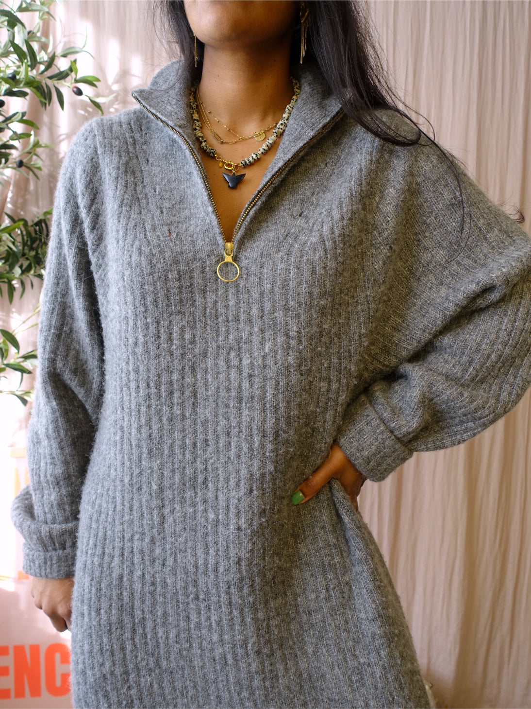 Scotch & Soda woolmix knit jurk smoke grey