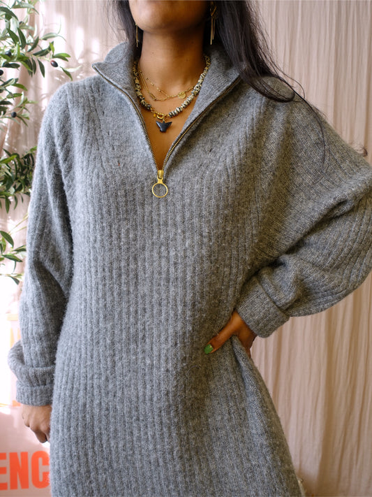 Scotch & Soda woolmix knit jurk smoke grey