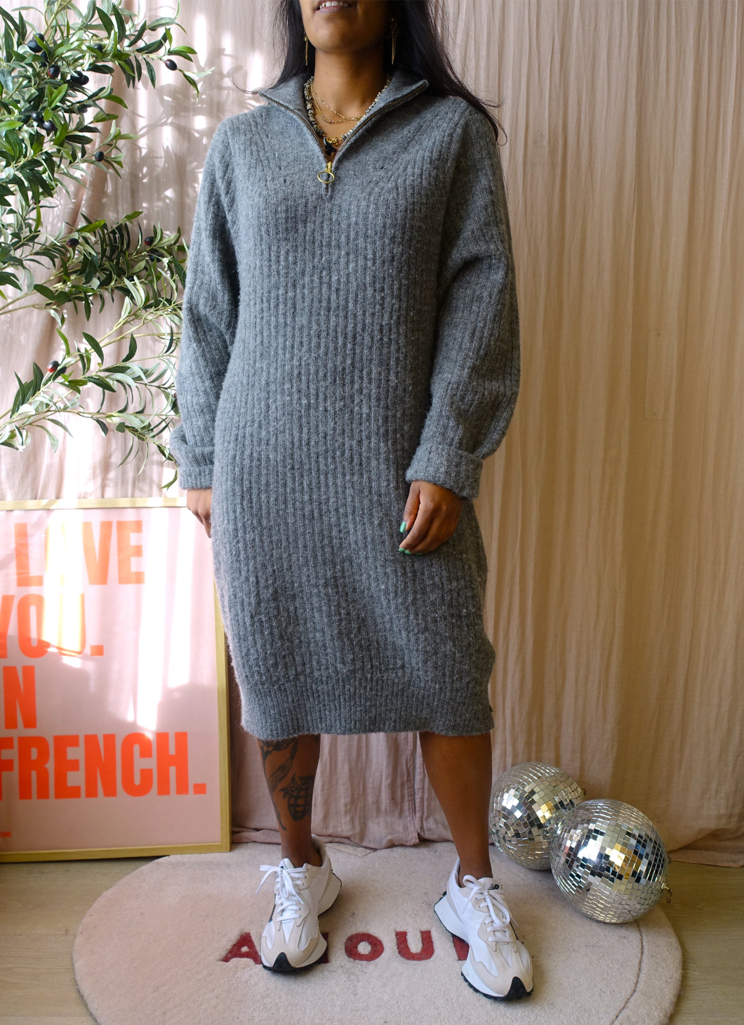 Scotch & Soda woolmix knit jurk smoke grey