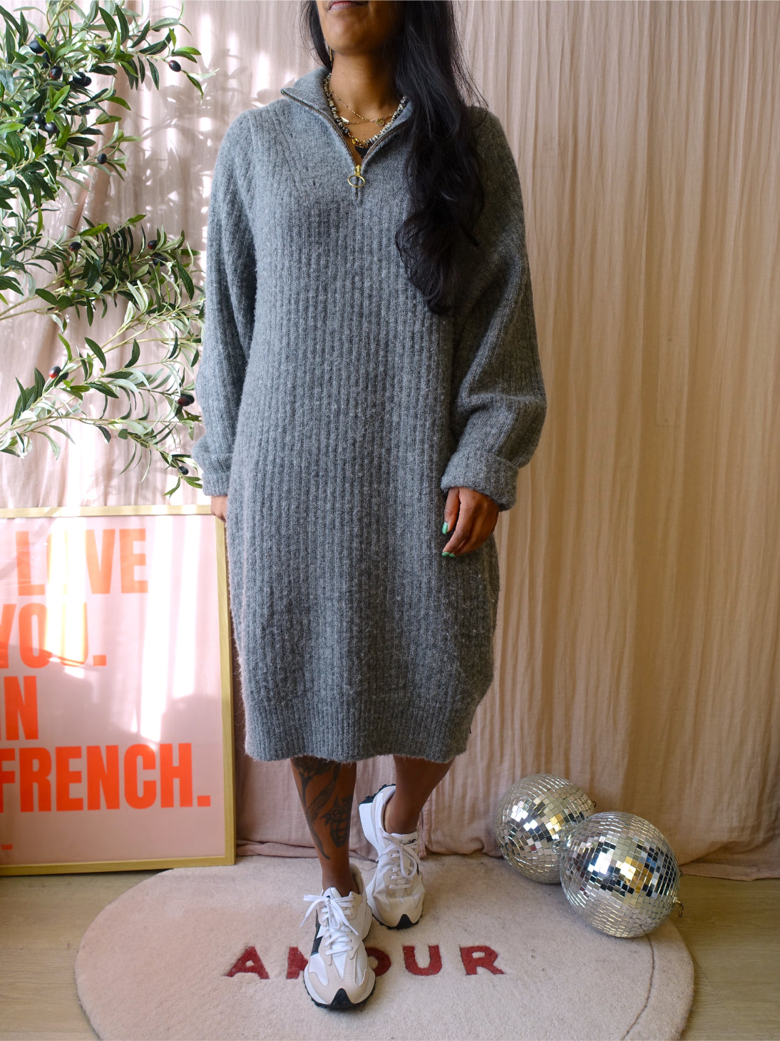 Scotch & Soda woolmix knit jurk smoke grey