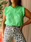 Co'Couture Lola linnenmix frill top green flash